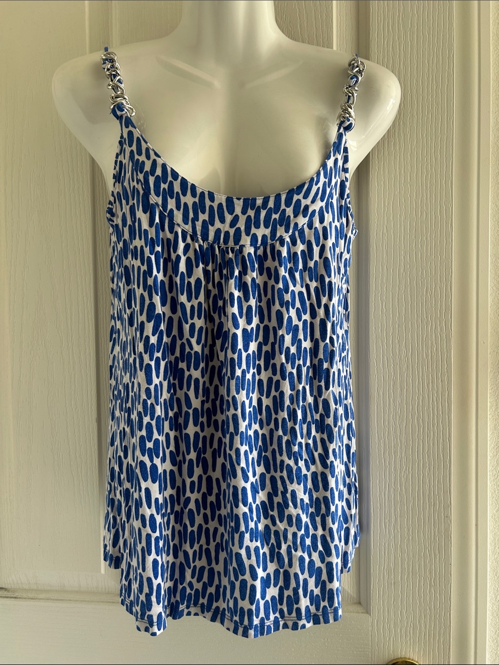 MICHAEL Michael Kors Blue and White Chain-Strap Camisole
